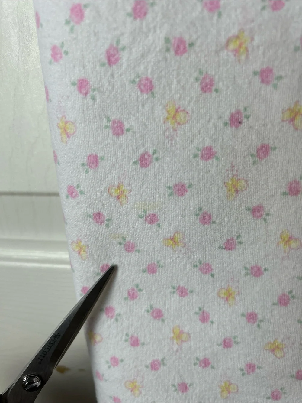Vintage Pink White Yellow Floral Butterfly Baby Receiving Blanket Flannel Flower